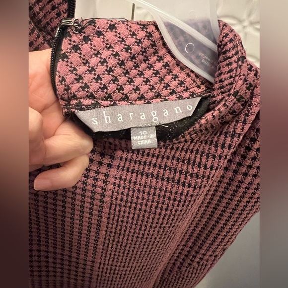 Sharagano sleeveless dress pink and black plaid print - size 10 - Picture 3 of 5